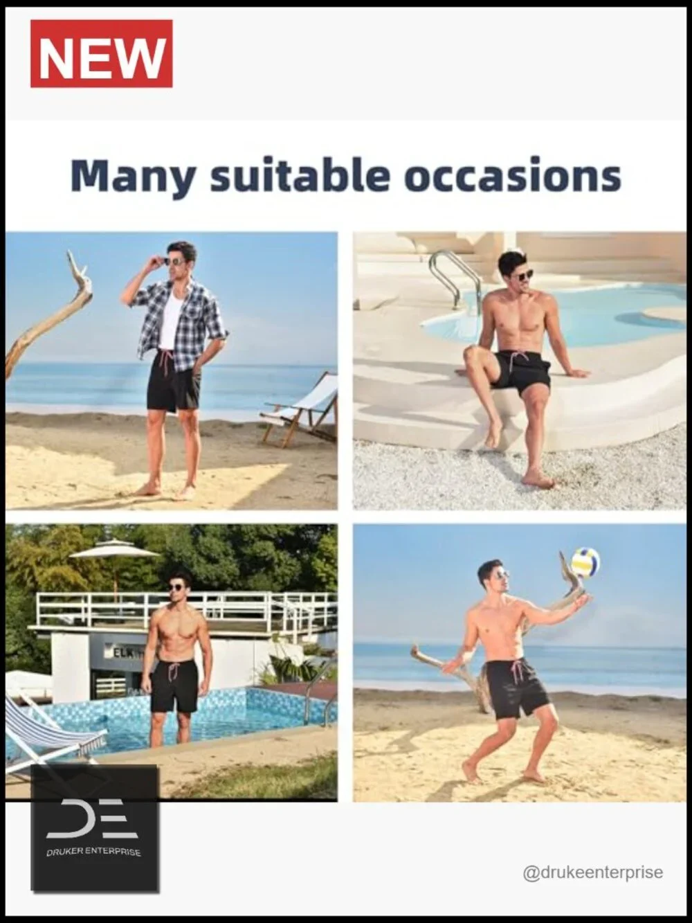 Men's Swim Trunks with Compression Liner 7 Inch Quick Dry Board Shorts